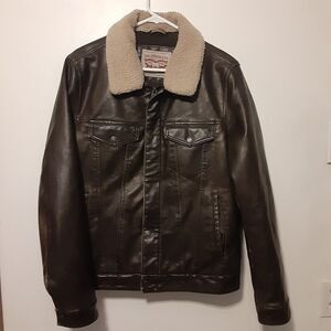 Levi's Brown Leather Jacket with Cream Collar